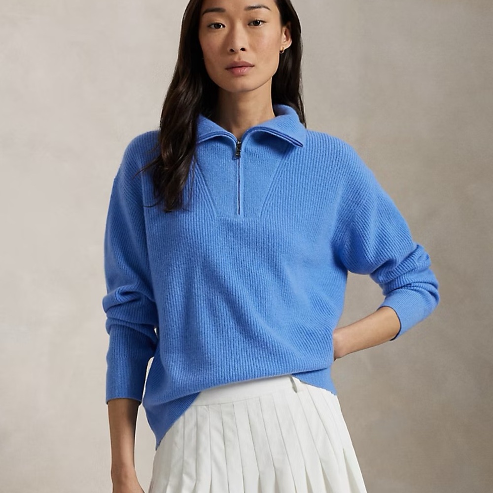Women's Blue Half-Zip Sweater